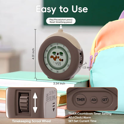 Tomato Visual Timer for Kids, 299 Minute Cute Pomodoro Countdown Timer, Kitchen Cooking Helper Timer with Pause Function, Clock and Alarm, Digital Timer for Classroom, Office and Meetings