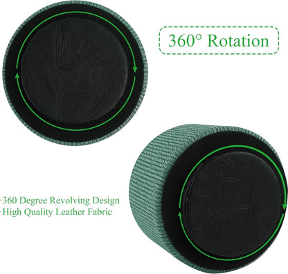 Round Leather Art Supply Organizer,Remote Control Holder,360 Degree Rotating,Multi-Functional Pencil Holder,4 Compartments Desktop Stationary Organizer(1-Fractal Flower) | Round - Colors B