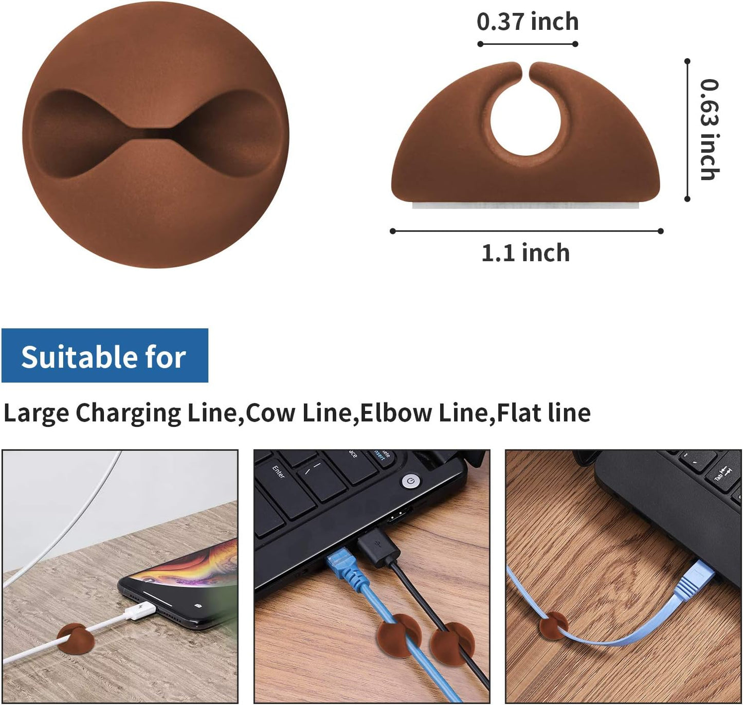 CHEFBEE 8 Pack Adhesive Cable Clips, Cable Cord Holder Organizer Management System for Desk, Wire Clips for All Your Computer, Electrical, Charging or Mouse Cord, White