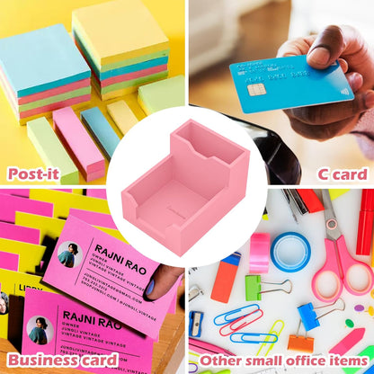Kamehame Black Sticky Note Holder, Silicone Memo Holder with Pen or Card Slots, Sticky Note Dispenser, Fits 3x3 Inches Sticky Notes
