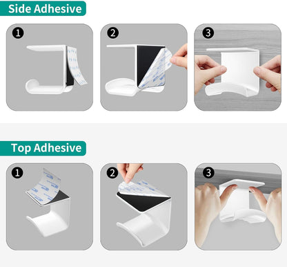 HomeMount Under Desk Headphone Hook - Adhesive Headphone Stand Hanger for Desk - White