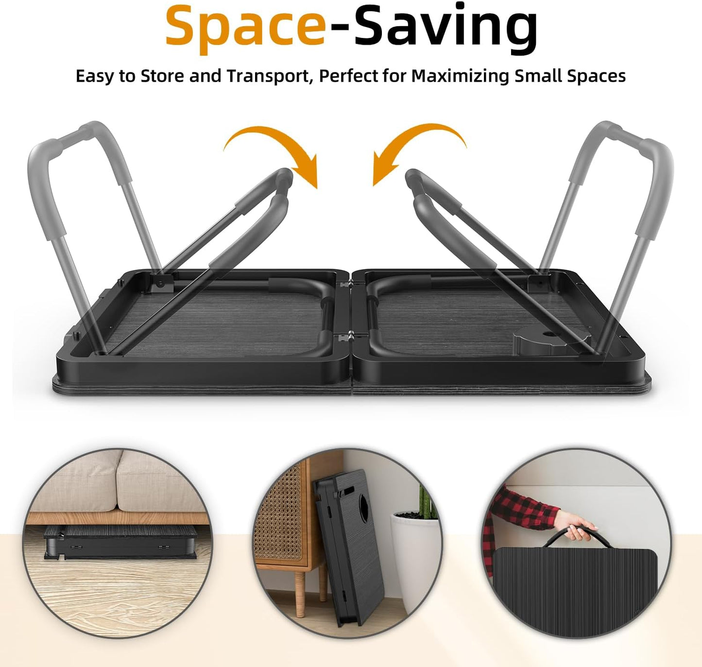 BUYIFY Foldable Laptop Bed Desk for Couch, Sofa - Large Lap Desk Tray Table with Cup Holder and Tablet Slot - Portable Notebook Stand for Eating, Writing, Studying and WFH -NEW-006-USA Original Patent