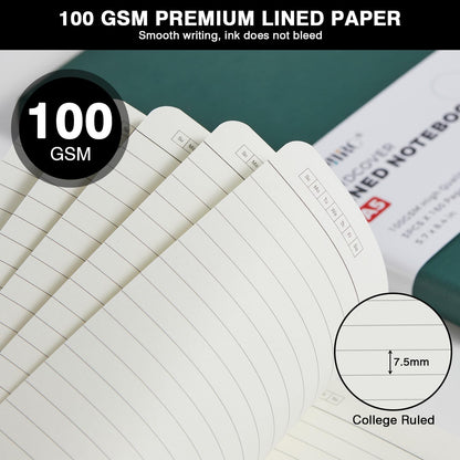 NIRMIRO 3 Pack Pocket Notebook Journals, Small Notepad Notebooks for Note Taking, A6 Mini Note pads with Pen Holder, 408 Lined Pages, 3.7" x 5.7", Black, Brown, Blue