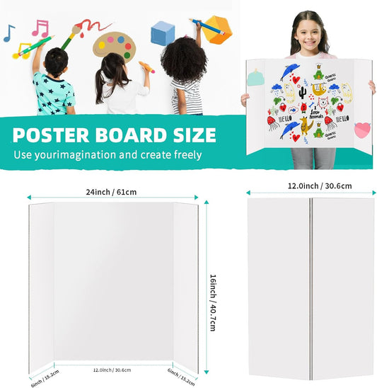 Trifold Poster Board 26"x17", 5 Pack Small Presentation Board for Science Fair Projects, Foldable Display Board for School Projects, Office Presentations and Classroom