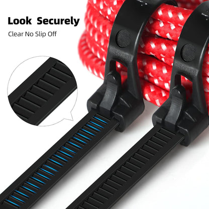 100Pcs 8 Inch Heavy Duty Industrial Zip Toes 40lbs Tensile Strength Releasable Black Tie Wraps Reusable Zip Toes Tie Straps For Garden Plant Secure Vine, Home Office