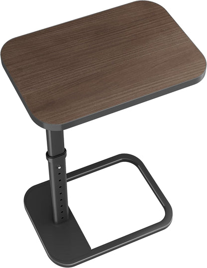Kitstorack TV Tray Table, Adjustable Height & Flip-Top & Rounded Metal Corners, Snack Table for Couch, Sofa, Bed, Chair, Living Room, C Shaped End Side Table for Eating, Dinner or Laptop, Small Spaces