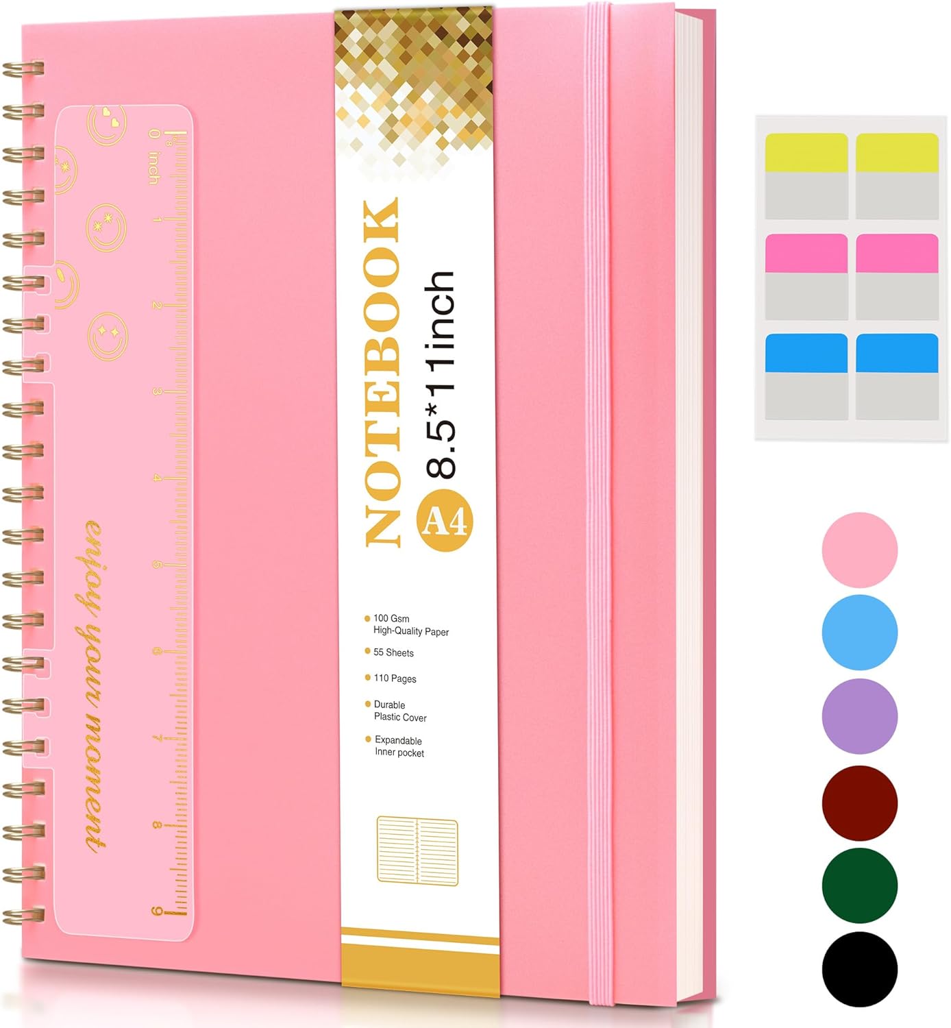 Dotted Notebook, Spiral Notebook Journal 8.5” x 11”, A4 Large Dot Grid Notebooks for Women Men, 100 GSM Dotted Paper, Plastic Hardcover Spiral Bullet Journals for Work School Sketching, Green