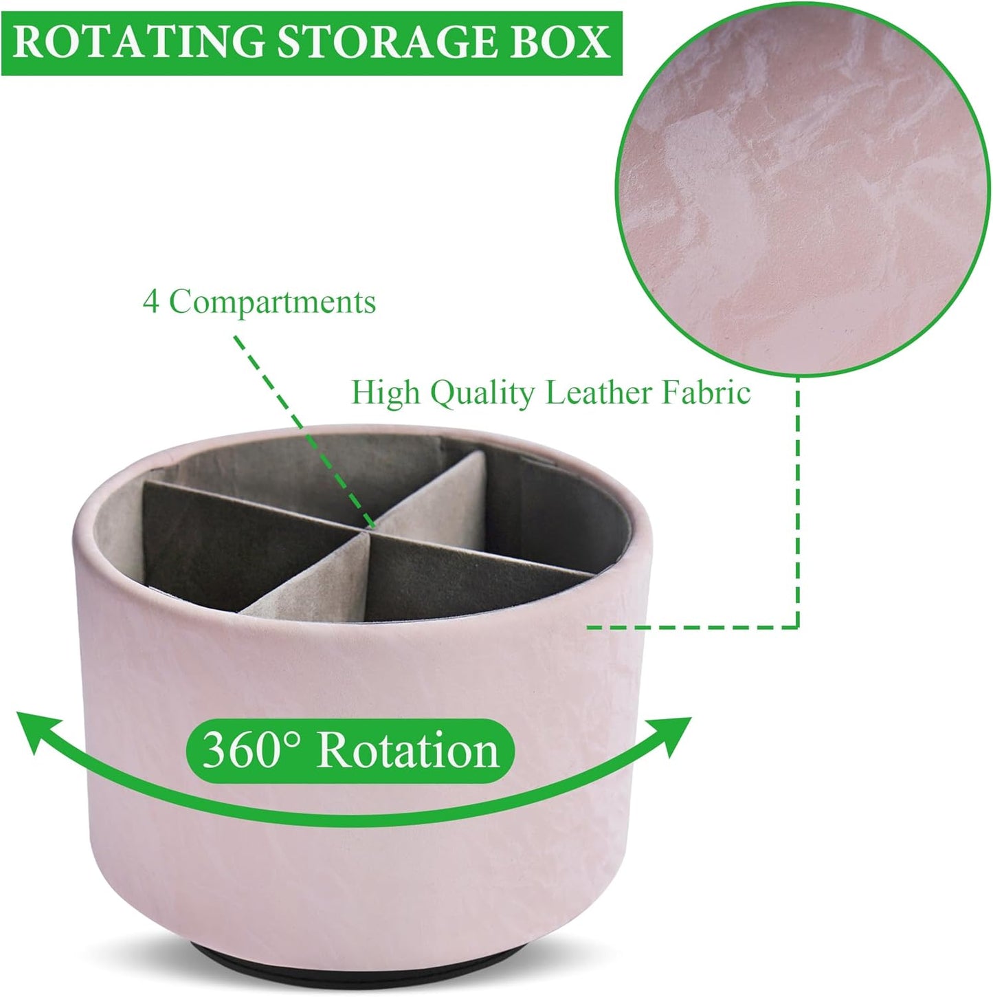 Round Leather Art Supply Organizer,Remote Control Holder,360 Degree Rotating,Multi-Functional Pencil Holder,4 Compartments Desktop Stationary Organizer(1-Fractal Flower) | Round - Colors B