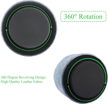Round Leather Art Supply Organizer,Remote Control Holder,360 Degree Rotating,Multi-Functional Pencil Holder,4 Compartments Desktop Stationary Organizer(1-Fractal Flower) | Round - Colors B