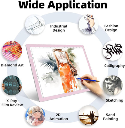 KIVOTAC A3 LED Light Pad，Tracing Light up Box Ultra-Thin USB Powered Brightness Dimmable Bright Copy Board for Drawing, Weeding Vinyl, Diamond Art, Sketching and Animation