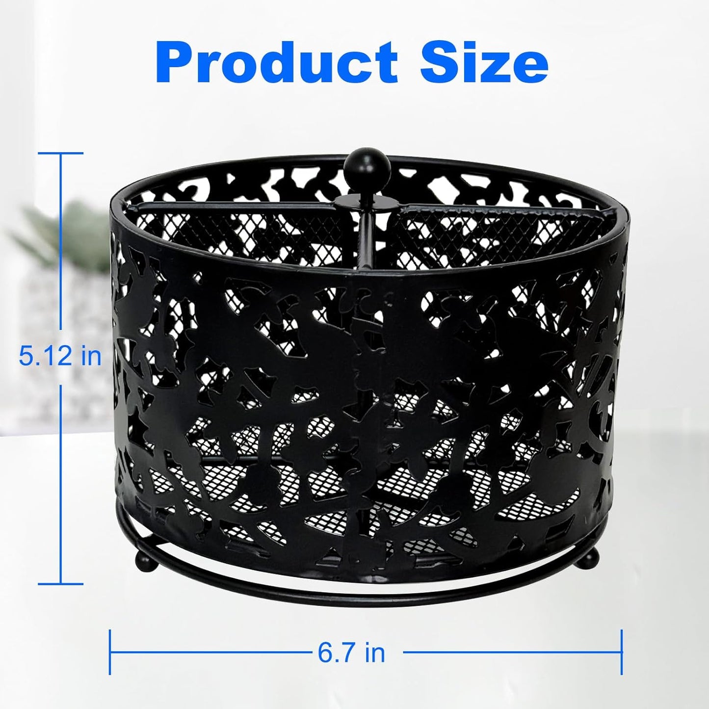 360 Degree Rotate Pen Holder for Desk Mesh Desk Pen Organizer Pencil Holder Large Capacity Accessories & Workspace Organizers for School,Home (Black, No hook)