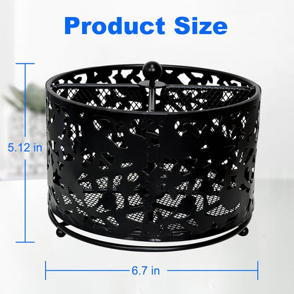 360 Degree Rotate Pen Holder for Desk Mesh Desk Pen Organizer Pencil Holder Large Capacity Accessories & Workspace Organizers for School,Home (Black, No hook)