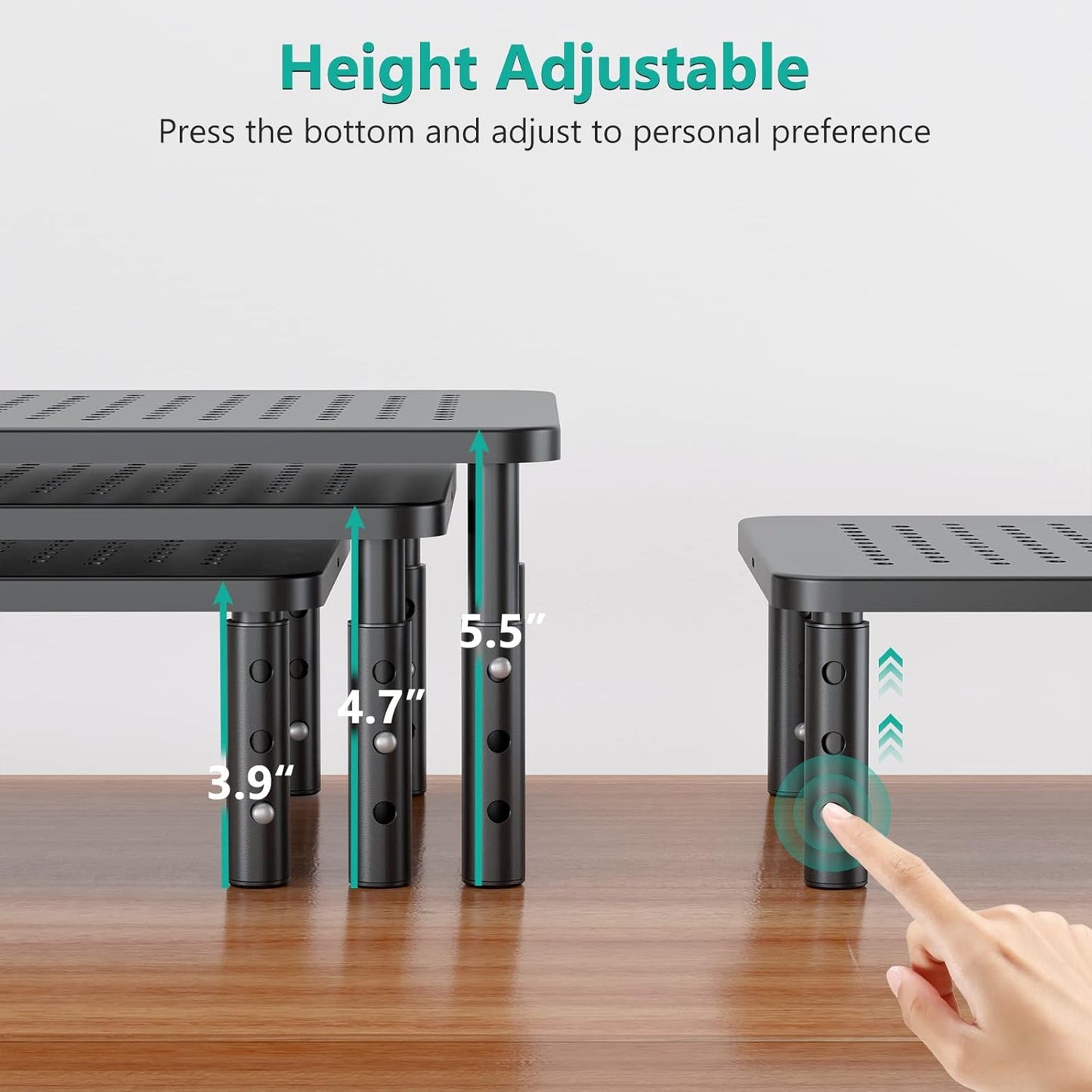 WALI Monitor Stand Riser with Drawer and 2 Pen Holders, Desk Organizers and Accessories for Computer, Printer, Laptop Stand for Home Office Supplies, (PTT004-B), 1 Pack, Black
