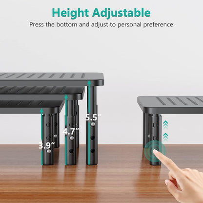 WALI Monitor Stand Riser with Drawer and 2 Pen Holders, Desk Organizers and Accessories for Computer, Printer, Laptop Stand for Home Office Supplies, (PTT004-B), 1 Pack, Black