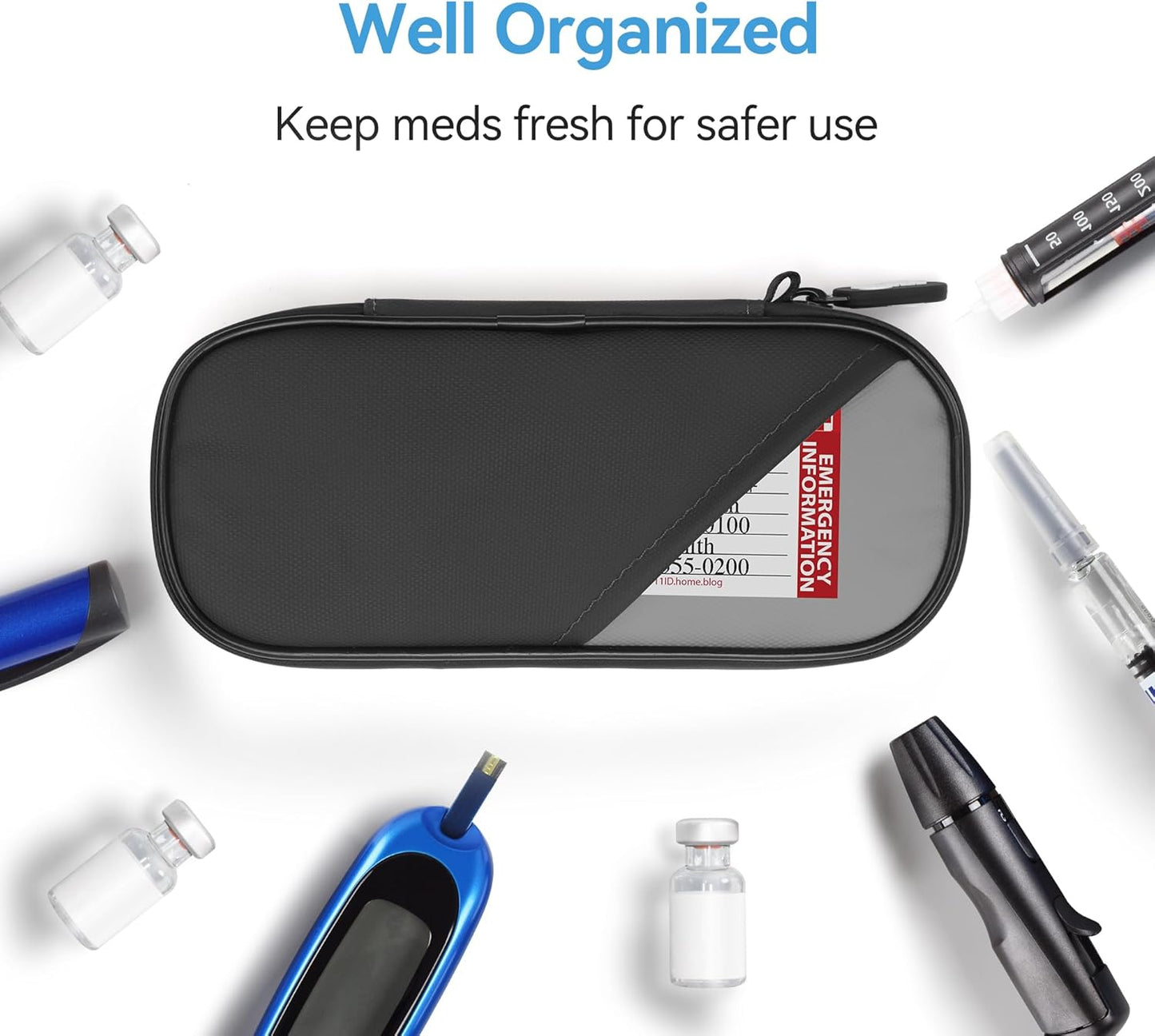 Gelozid Insulin Pen Cooler Travel Case Diabetic Medication Insulated Cool Organizer with 2 Reusable Ice Packs for Insulin Pen and Other Diabetic Supplies, for the Daily Life and Trip(Black)