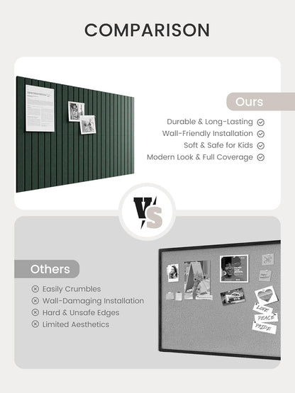 Bumusty Large Cork Board Alternative-48 x 36" Felt Bulletin Board Tiles, with 30 Pushpins, 70 Adhesive Tabs, Fine-Stripe 12-Pack, Cork Boards for Office Push Pin Board Felt Board-Oatmeal