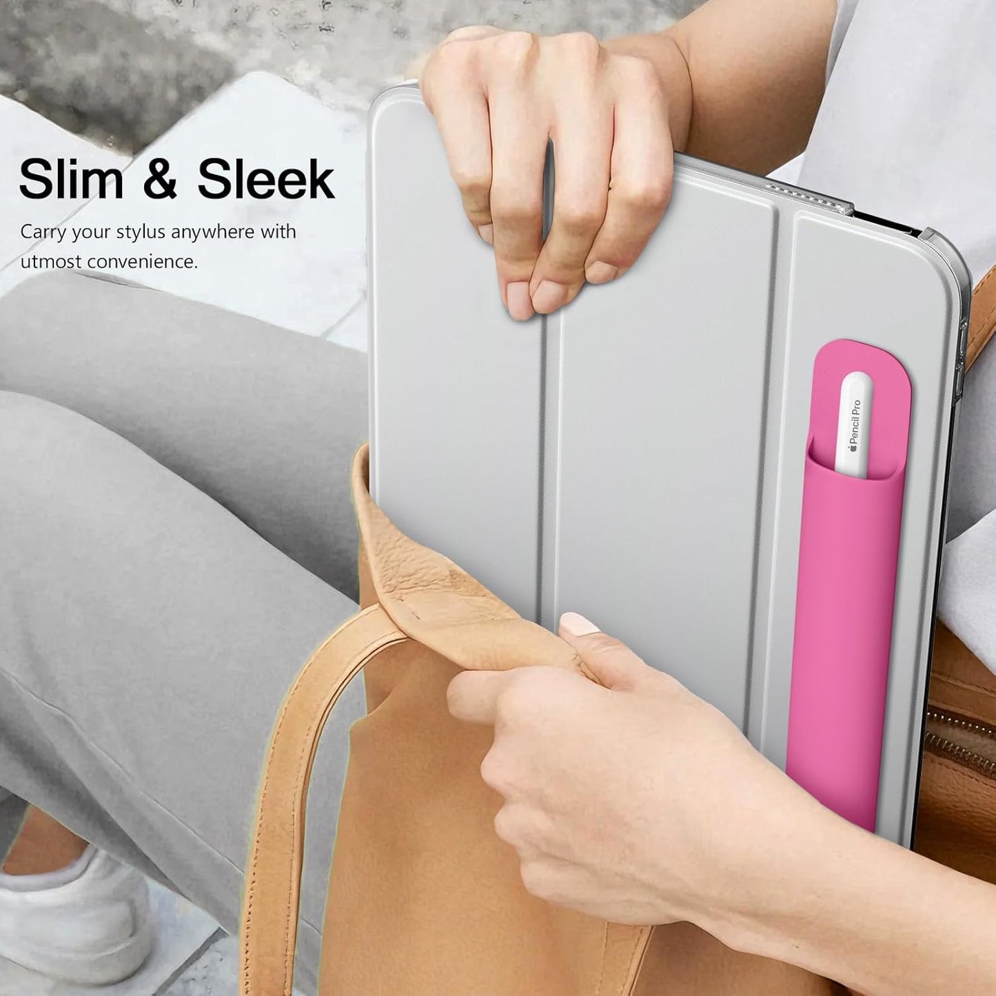 MoKo Pencil Case Holder, Adhesive Silicone Pencil Protected Sleeve Compatible with Apple Pencil Pro/ (USB-C)/ 1st/ 2nd Generation, Similarly Sized Styluses Accessories, Black