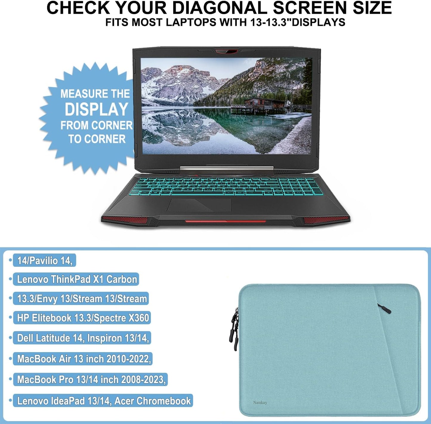 Laptop Sleeve Case 13.3 inch, Shockproof Protective Computer Cover with Accessories Pocket, Portable Laptop Bag Compatible with MacBook Air/Pro 13-13.3 inch, Compatible for MacBook Pro 14 inch, Black | Shockproof