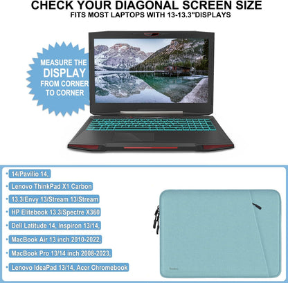 Laptop Sleeve Case 13.3 inch, Shockproof Protective Computer Cover with Accessories Pocket, Portable Laptop Bag Compatible with MacBook Air/Pro 13-13.3 inch, Compatible for MacBook Pro 14 inch, Black | Shockproof