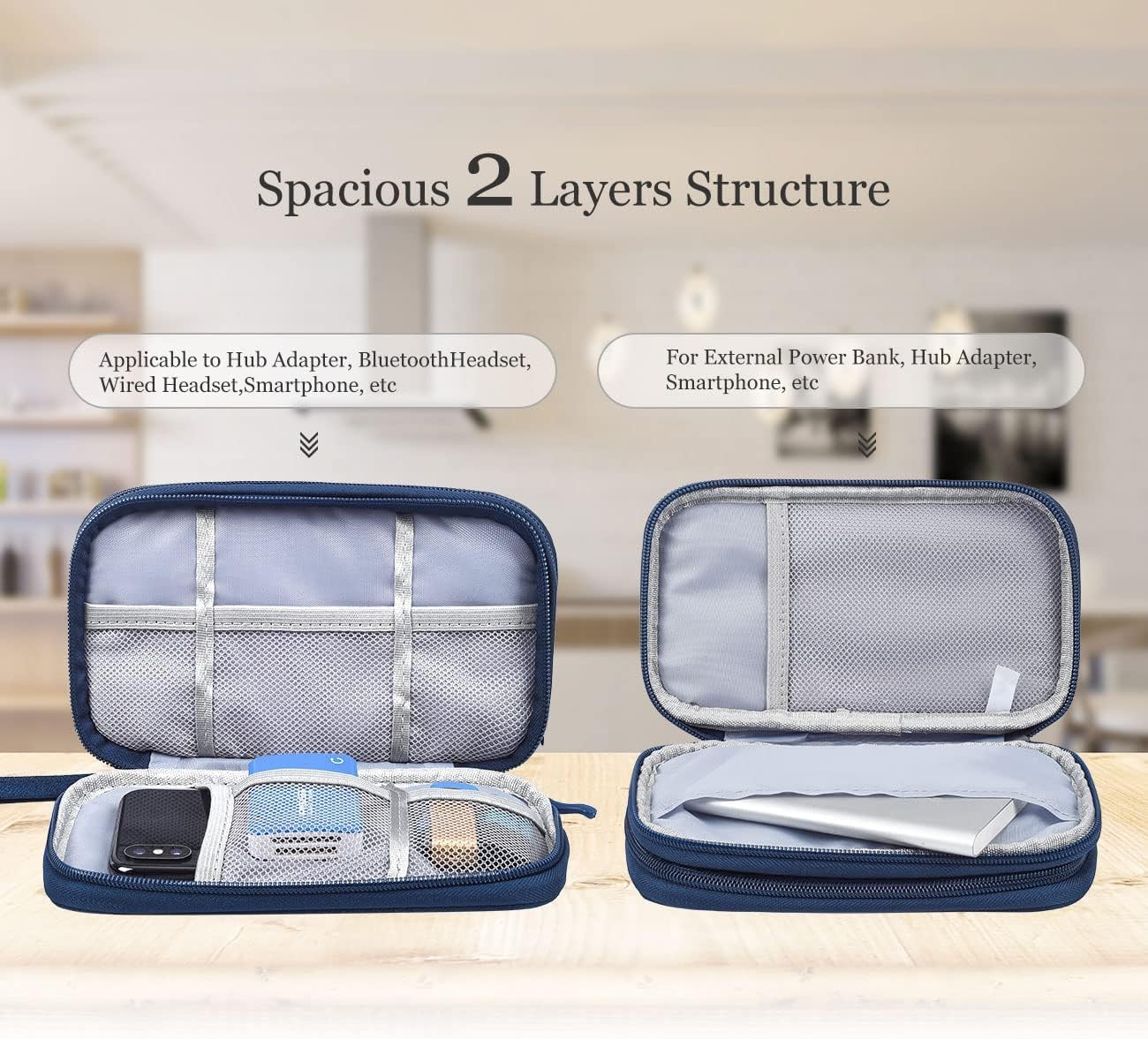 CAOODKDK Electronics Accessories Organizer Pouch Bag, Travel Universal Organizer for Cable, Charger, Phone, SD Card, Business Travel Gadget Bag