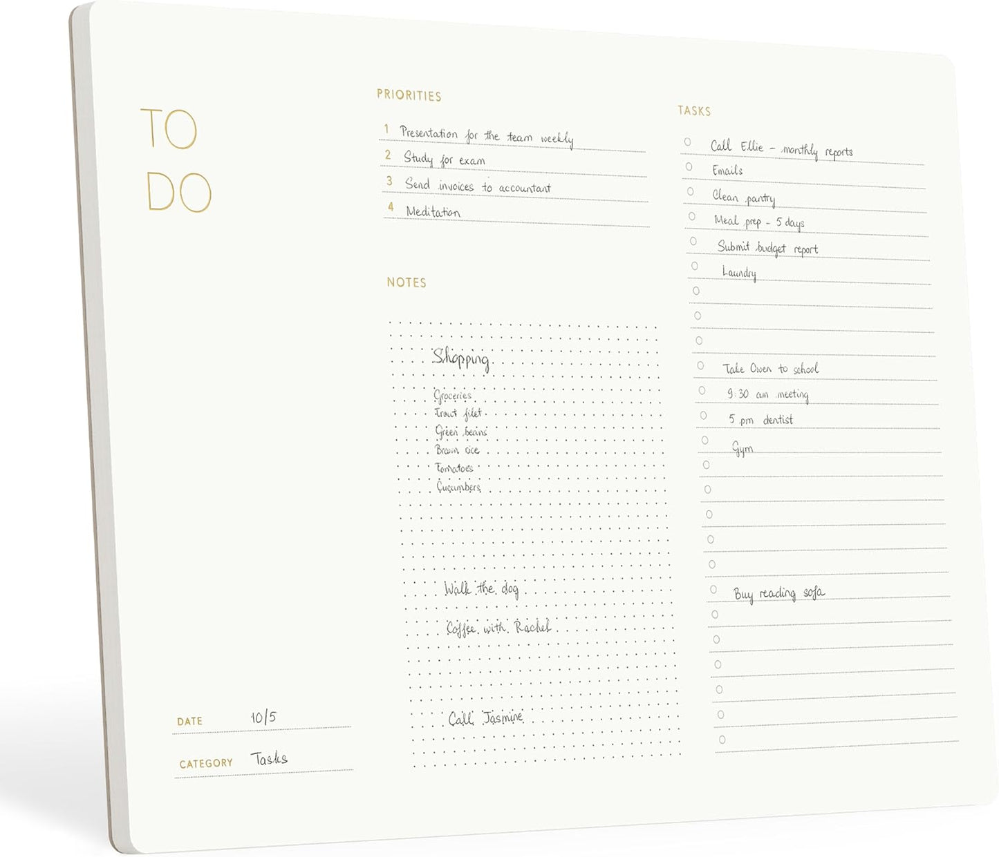 Pinesman - Elegant To Do List Notepad with Mouse Pad Feature, 11.22" x 7.87", 50 Tear-Off Sheets, Gold Foiled, Daily Planning, Eco-friendly To Do List Planner, FSC™ Certified To Do List Notebook for Work