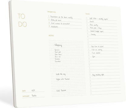 Pinesman - Elegant To Do List Notepad with Mouse Pad Feature, 11.22" x 7.87", 50 Tear-Off Sheets, Gold Foiled, Daily Planning, Eco-friendly To Do List Planner, FSC™ Certified To Do List Notebook for Work