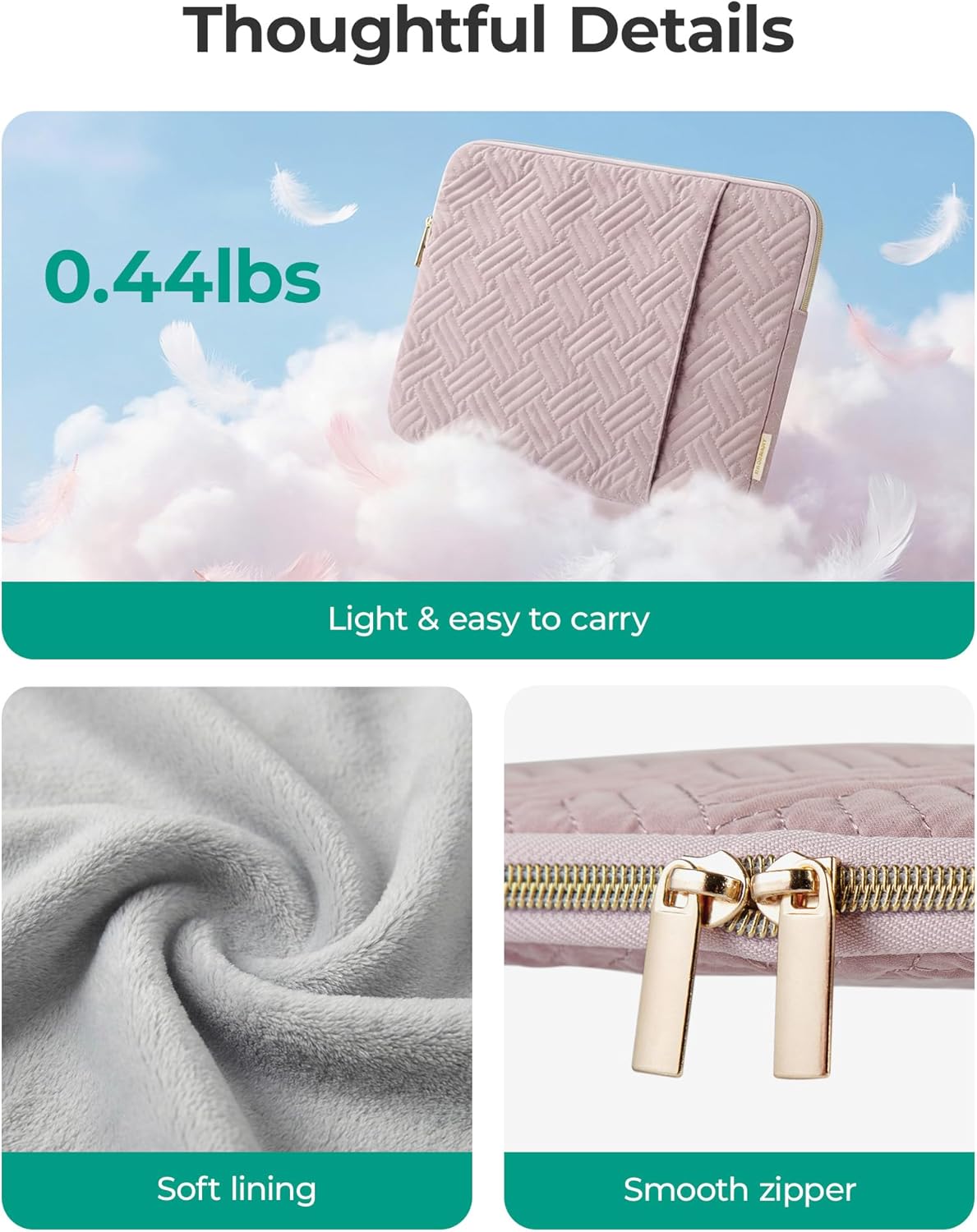 BAGSMART Laptop Sleeve Bag Compatible with MacBook Air/Pro, 13-13.3 inch Notebook, Compatible with MacBook Pro 14 Inch, MacBook Air M2 Sleeve 13 Inch, Repellent Protective Case with Pocket, Pink