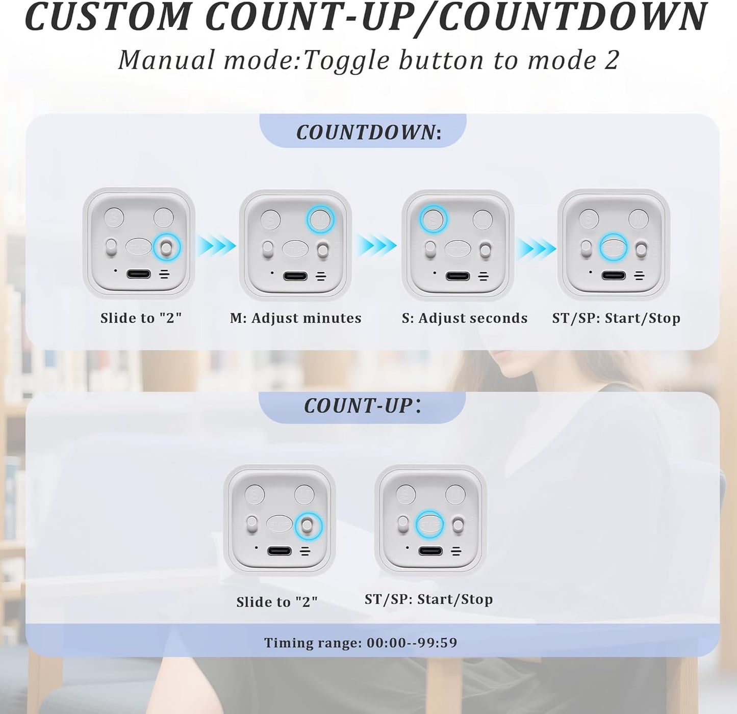 Rotating Pomodoro Timer 5,10,30, 60 Minutes Preset,Desk Productivity Flip Timer, Visual Cube Countdown Stopwatch,Custom Modes/Vibration/High/Low Volume,ADHD Timers, for Study, Work, School, Kitchen