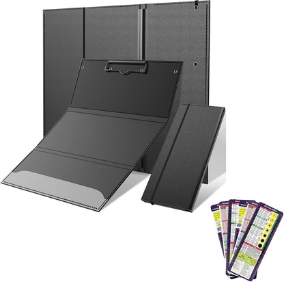 Nursing Clipboard Foldable - 3 Layers Folding Nursing Clipboard with Nursing Edition Cheat Sheets, Trifold Medical Clipboard Pocket Size for Nurses Doctors, PU Material, Holds Letter Size Paper
