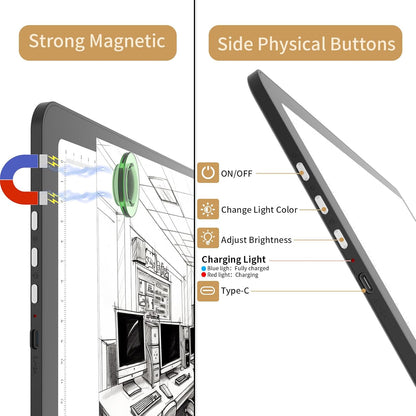 YINGWOND Rechargeable A4 Light Box for Tracing,Ultra-Thin 9000LUX Super Bright Wireless Light Pad with Adjustable Brightness Color,13.9x10 in Light Board for Diamond Painting Drawing Sketching