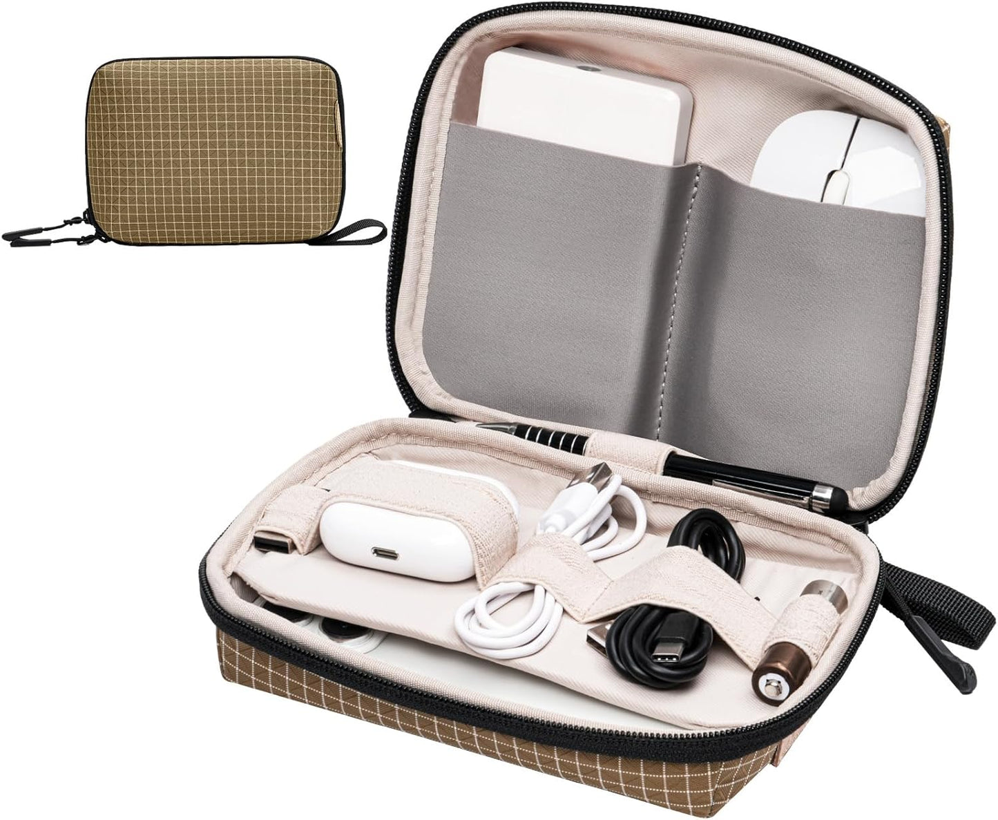 SIMTOP Small Electronics Organizer Travel Case, Portable Tech Case Pouch for Cable, Charger, Phone & Earbuds – Water-Resistant Cord Storage for Commute, Office & Business Trip – Compact Design