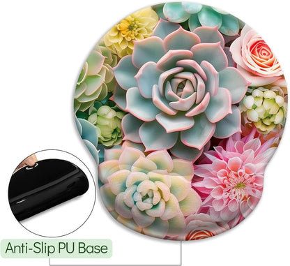LIMKRIAN Cat Ergonomic Mouse Pad with Wrist Rest, Gaming Mouse Pad with Wrist Support, Funny Mouse Pads for Desk, Computer Mousepad with Non-Slip Pain Relief PU Base, Cute Office Desk Accessories