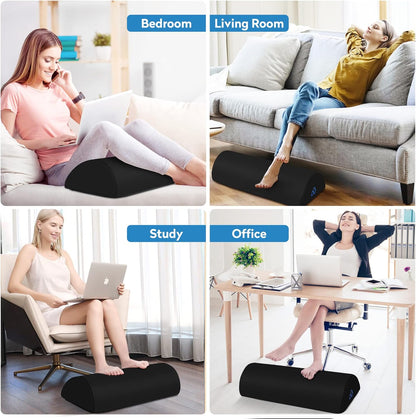 StepLively Foot Rest Ergonomic Pillow for Under Desk at Work, Anti-Fatigue Footrest Support Pillow for Fatigue & Pain Relief, Comfortable for Office Chair, Car Seat & Gaming Chair - Black