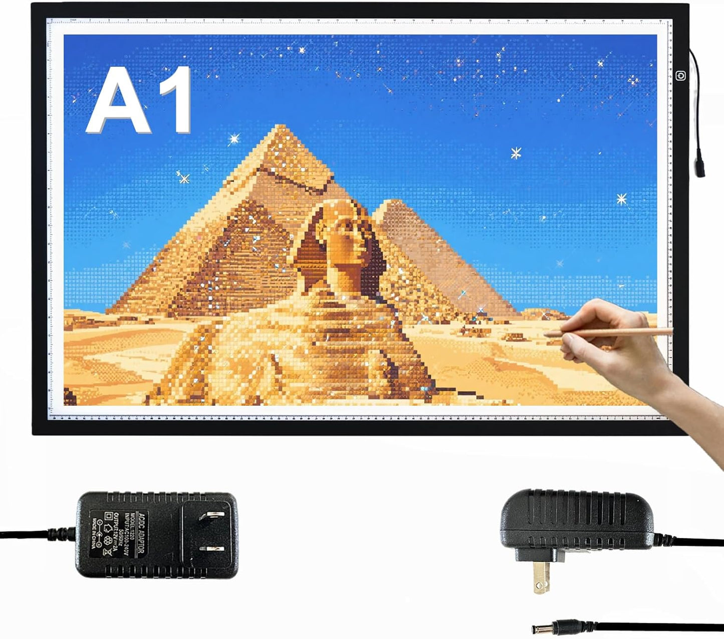 A1 Extra Large LED Light Pad (34.6"x23.6") - Upgraded Durable Tracing Light Box with 5-Level Brightness - Dot-Free Eye Protection Board for 5D Diamond Art Painting, Sketching, Drafting & Tracing