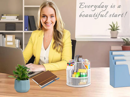 Pencil Holder, Rotating Desk Organizer, Metal Pen Organizer Mesh Pen Holder Office Desk Accessories Cute Office, School, Home,Art Suppliers (Black)