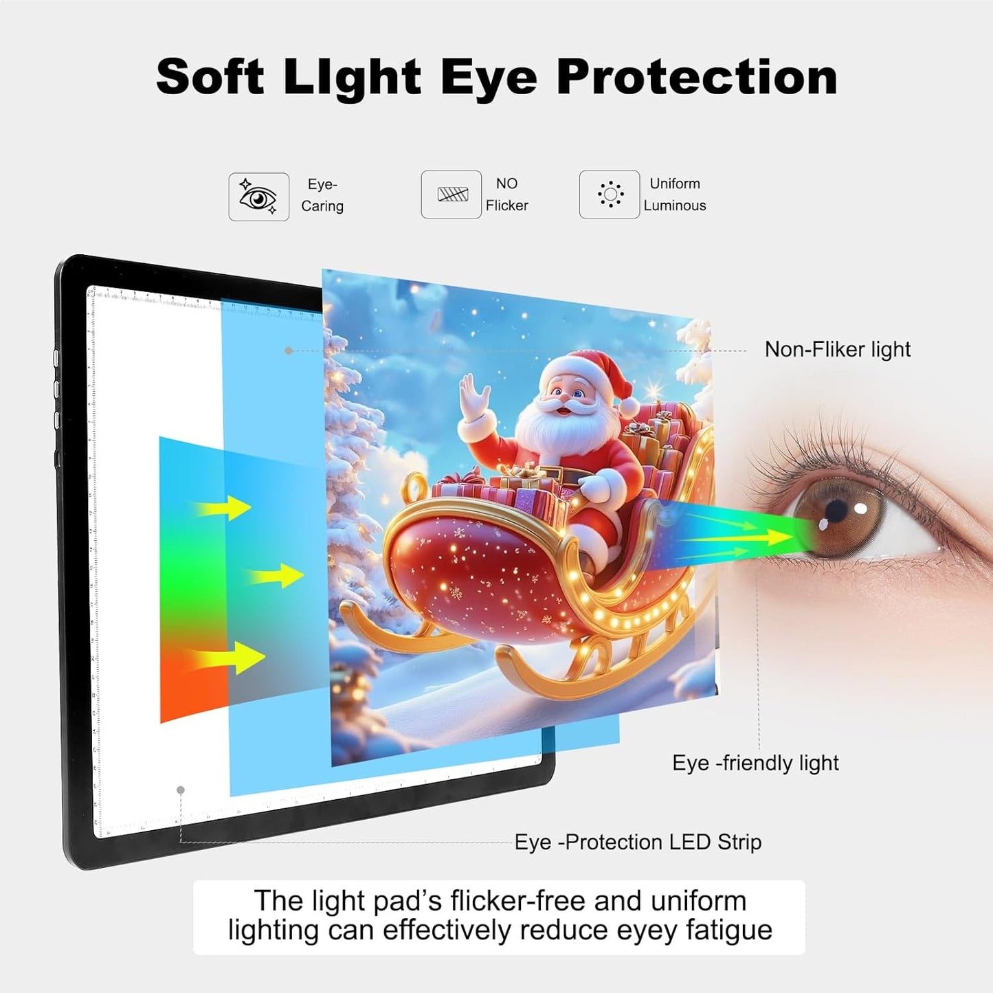 Elice Rechargeable A3 Light Pad for Diamond Painting, Magnetic LED Light Board with Physical Button, Super Bright Diamond Art Light Pad, Ultra-Thin Light Box for Tracing, Weeding Vinyl, Artists -Black