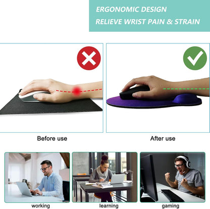 Mouse Pad with Wrist Support, Ergonomic Mouse Pad with Memory Foam Wrist Rest Cushion, Non-Slip Rubber Base Gaming Mice Pad for Home Office Computer Laptop, Flowers Grass