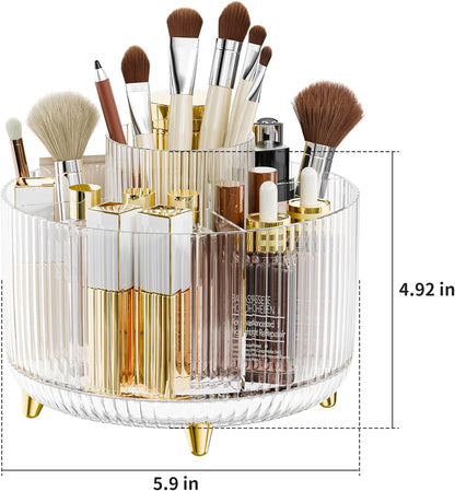 fanado 360° Rotate Makeup Brush Holder Organizer, Makeup Organizers Countertop, Makeup organization and Skincare Storage for Vanity, Desktop, Bathroom (White)