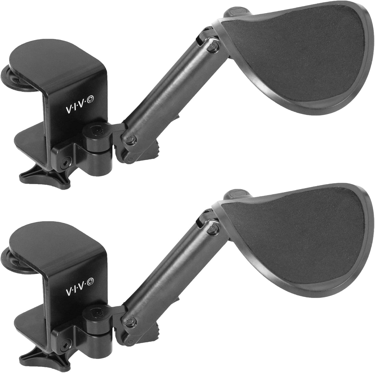 VIVO Universal Clamp-on Adjustable Armrest, Desk Cradle Rotating Elbow Cushion, Above Table Extension Platform Arm Support, Black, MOUNT-ARM01