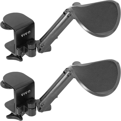 VIVO Universal Clamp-on Adjustable Armrest, Desk Cradle Rotating Elbow Cushion, Above Table Extension Platform Arm Support, Black, MOUNT-ARM01