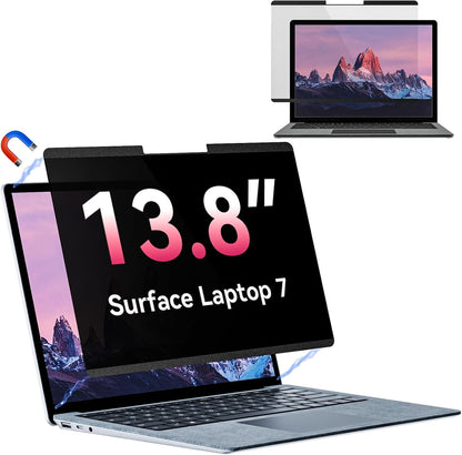 Magnetic Privacy Screen for Microsoft Surface Laptop 7 13.8 Inch, Removable Anti Glare Blue Light Filter, 13.8 In Anti Spy Black Security Private Block Screen Protector