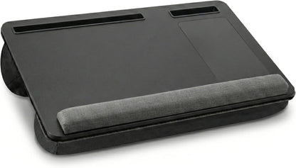 Lap Desk with Soft Cushion – Portable Laptop Desk for Bed, Couch & Home Office, Removable Mouse Pad & Anti-Slip Strip for 17 inch Laptop (Large, Wood and Black) (Black)