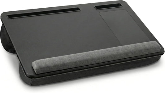Lap Desk with Soft Cushion – Portable Laptop Desk for Bed, Couch & Home Office, Removable Mouse Pad & Anti-Slip Strip for 17 inch Laptop (Large, Wood and Black) (Black)