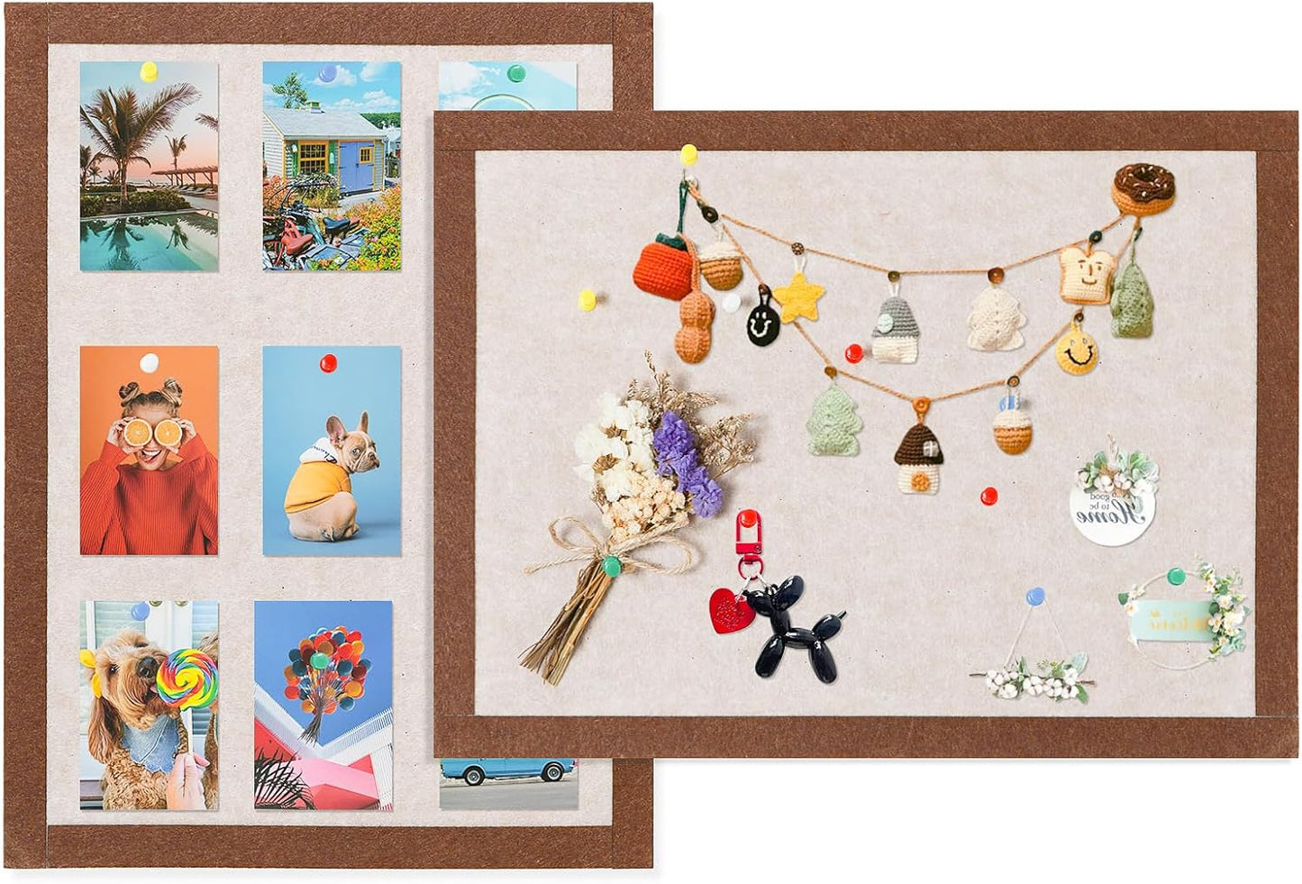Felt Pin Board Bar Strips Bulletin Board for Bedrooms Offices Home Wall Decoration, Notice Board Self Adhesive Cork Board with 35 Push Pins for Paste Notes, Photos, Schedules