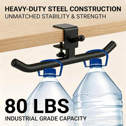 Desk Hook for Bag, Adjustable Purse Hook for Table (1-4cm/0.39-1.45in), Heavy Duty Carbon Steel Backpack Hanger, 80lb Capacity Clamp-On Bag Holder for Office, Classroom, Cafe, Home, and Gaming (White)