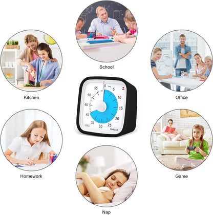Yunbaoit Visual Timer with Protective Case, Rainbow Disk 60 Minute Countdown Timer for Kids and Adults, Silent Time Management Tool(Blue Rainbow)