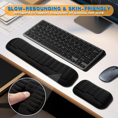 UnivoColors Ergonomic Mouse Wrist Rest,Latest 3.0 Wave Curve Design,High-Resilience Memory Foam Non-Slip Base,Reduces Wrist Fatigue,Ideal for Office Gaming & Long Hours of Use(Black)