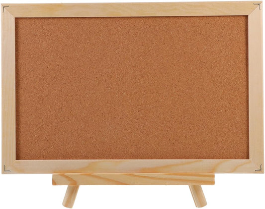 MAGICLULU Double-Sided Cork Bulletin Board with Wooden Frame Wooden Message Board with Easel Stand for Notes, Photos and Displays 11.81x7.87 Inch