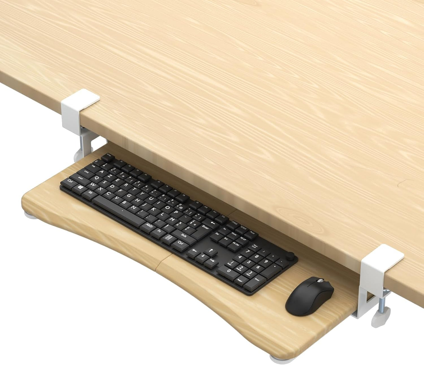 suptek Keyboard Tray Under Desk Pull Out with C Clamp Mount, Computer Keyboard & Mouse Tray, 25.6 (30 Including Clamps) x 11.8 inch Slide-Out Platform Computer Drawer for Typing, Black, DSF1
