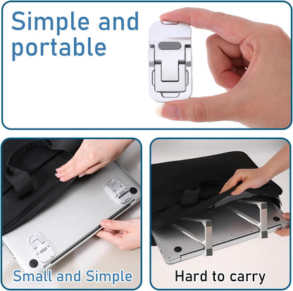Bewudy 2 Pcs Portable Keyboard Stand, Dual Tilt Angle Adjustment, Foldable Laptop Riser, Self-Adhesive Feet for Most Keyboards (Black)